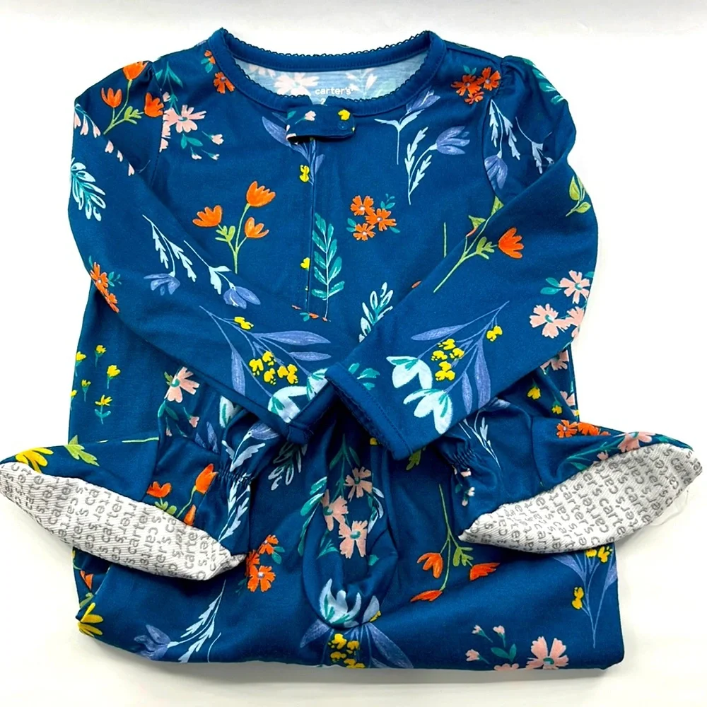 Carter’s Zippered Blue & Floral Onesie, Size 2T